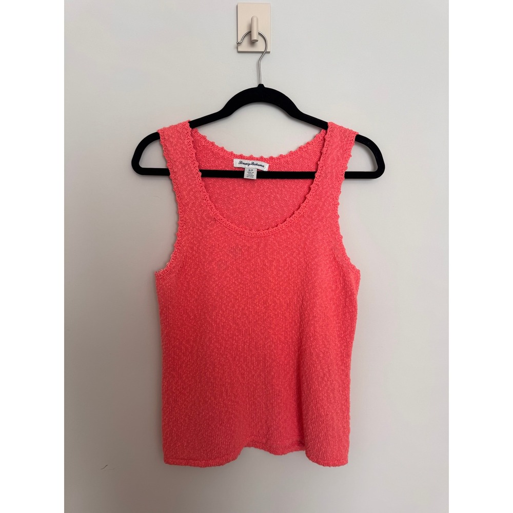 TOMMY BAHAMA | Tank Top Women Small Pink Water's Edge Scoop Neck Knit Sleeveless